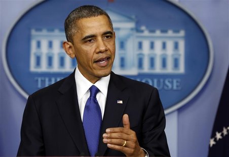 U.S. President Barack Obama speaks about the fiscal cliff at the White House in Washington December 21, 2012. REUTERS/Kevin Lamarque U.S. President Barack Obama speaks about the fiscal cliff at the White House in Washington December 21, 2012. REUTERS/Kevin Lamarque
