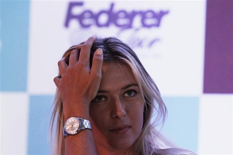 Tennis player Maria Sharapova of Russia attends a news conference, ahead of an exhibition tour in Sao Paulo December 6, 2012. REUTERS/Nacho Tennis player Maria Sharapova of Russia attends a news conference, ahead of an exhibition tour in Sao Paulo December 6, 2012. REUTERS/Nacho