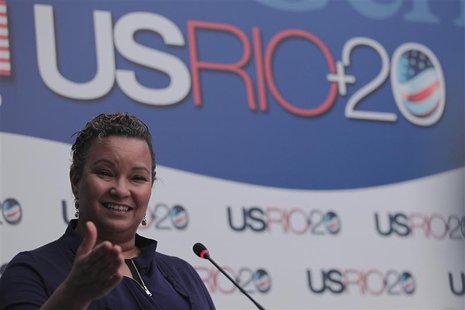 U.S. Environmental Protection Agency Administrator Lisa Jackson, speaks during a news conference in Rio de Janeiro June 20, 2012. REUTERS/Ue U.S. Environmental Protection Agency Administrator Lisa Jackson, speaks during a news conference in Rio de Janeiro June 20, 2012. REUTERS/Ue