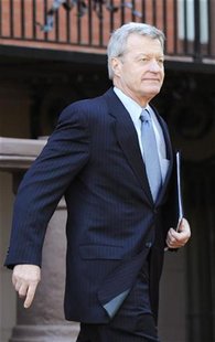 U.S. Senate Finance Committee Chairman Max Baucus (D-MT) departs after meeting with a bipartisan group of lawmakers and Vice President Joe B U.S. Senate Finance Committee Chairman Max Baucus (D-MT) departs after meeting with a bipartisan group of lawmakers and Vice President Joe B