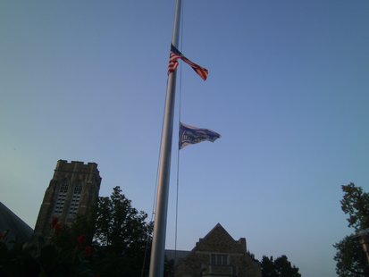 US and Wisconsin Flags at half-staff. US and Wisconsin Flags at half-staff.