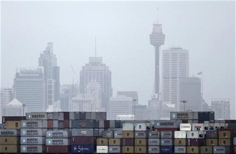 A container ship passes in front of the Sydney skyline as it departs from Port Botany terminal February 24, 2010. REUTERS/Tim Wimborne A container ship passes in front of the Sydney skyline as it departs from Port Botany terminal February 24, 2010. REUTERS/Tim Wimborne