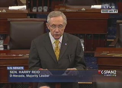 U.S. Senate Majority Leader Harry Reid (D-NV) is shown in this C-Span video footage as he addresses the Senate during an unusual session on U.S. Senate Majority Leader Harry Reid (D-NV) is shown in this C-Span video footage as he addresses the Senate during an unusual session on