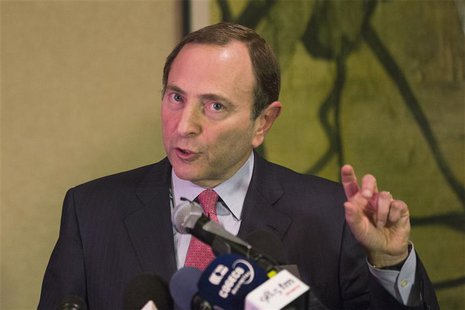 National Hockey League (NHL) Commissioner Gary Bettman describes negotiations between the NHL and the NHL Players Association (NHLPA) regard National Hockey League (NHL) Commissioner Gary Bettman describes negotiations between the NHL and the NHL Players Association (NHLPA) regard