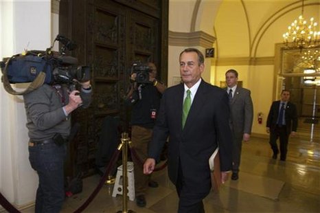 Speaker of the House John Boehner (R-OH) arrives at the U.S. Capitol in Washington January 1, 2013. The Senate moved the U.S. economy back f Speaker of the House John Boehner (R-OH) arrives at the U.S. Capitol in Washington January 1, 2013. The Senate moved the U.S. economy back f