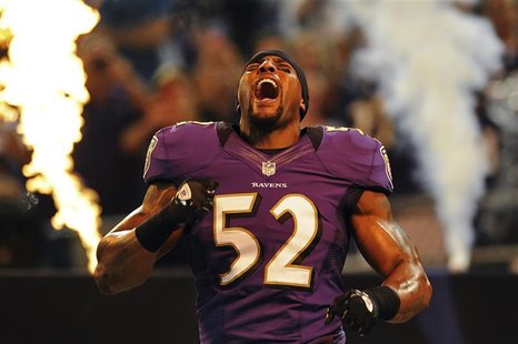 Baltimore Ravens linebacker Ray Lewis is introduced to the crowd before playing the Detroit Lions in a preseason NFL football game in Baltim Baltimore Ravens linebacker Ray Lewis is introduced to the crowd before playing the Detroit Lions in a preseason NFL football game in Baltim