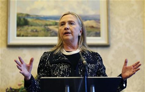 U.S. Secretary of State Hillary Clinton speaks during a news conference at Stormont Castle in Belfast December 7, 2012. REUTERS/Kevin Lamarq U.S. Secretary of State Hillary Clinton speaks during a news conference at Stormont Castle in Belfast December 7, 2012. REUTERS/Kevin Lamarq
