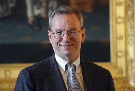 Google's Executive Chairman Eric Schmidt poses prior to a meeting at the Culture Ministry in Paris October 29, 2012. REUTERS/Miguel Medina/P Google's Executive Chairman Eric Schmidt poses prior to a meeting at the Culture Ministry in Paris October 29, 2012. REUTERS/Miguel Medina/P