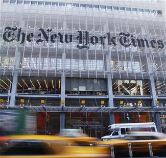 The facade of the New York Times building is seen in New York, November 29, 2010. REUTERS/Shannon Stapleton The facade of the New York Times building is seen in New York, November 29, 2010. REUTERS/Shannon Stapleton