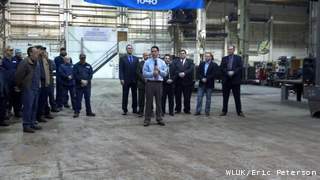 Governor Scott Walker speaks at Valley Plating and Fabricating in Green Bay, Wednesday, January 2, 2013. (courtesy of FOX 11). Governor Scott Walker speaks at Valley Plating and Fabricating in Green Bay, Wednesday, January 2, 2013. (courtesy of FOX 11).