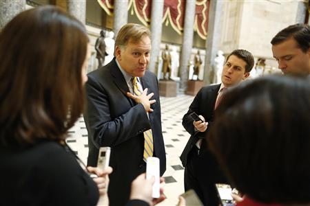 U.S. Representative Mike Rogers (R-MI) (left) talks to reporters at the U.S. Capitol in Washington December 31, 2012. REUTERS-Jonathan Ernst
U.S. Representative Mike Rogers (R-MI) (left) talks to reporters at the U.S. Capitol in Washington December 31, 2012. REUTERS-Jonathan Ernst