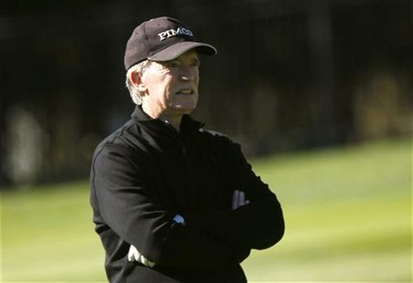 Bill Gross looks on while playing golf at Pebble Golf Links before the start of the PGA Tour Pebble Beach National Pro-Am in Pebble Beach, C Bill Gross looks on while playing golf at Pebble Golf Links before the start of the PGA Tour Pebble Beach National Pro-Am in Pebble Beach, C