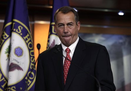 U.S. House Speaker John Boehner (R-OH) arrives to speak to the media on the "fiscal cliff" on Capitol Hill in Washington, December 21, 2012. U.S. House Speaker John Boehner (R-OH) arrives to speak to the media on the "fiscal cliff" on Capitol Hill in Washington, December 21, 2012.
