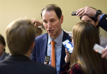 U.S. Senator Ron Wyden (D-OR) speaks to the media after the Democratic policy luncheon on Capitol Hill in Washington on December 18, 2012. R U.S. Senator Ron Wyden (D-OR) speaks to the media after the Democratic policy luncheon on Capitol Hill in Washington on December 18, 2012. R
