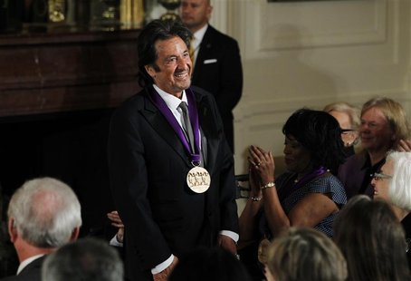 National Medal of Arts recipient, actor Al Pacino acknowledges the applause after receiving the medal from U.S. President Barack Obama at a National Medal of Arts recipient, actor Al Pacino acknowledges the applause after receiving the medal from U.S. President Barack Obama at a