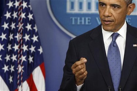 U.S. President Barack Obama makes a point during remarks to reporters after meeting with congressional leaders at the White House in Washing U.S. President Barack Obama makes a point during remarks to reporters after meeting with congressional leaders at the White House in Washing