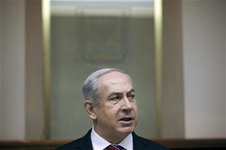 Israel's Prime Minister Benjamin Netanyahu attends the weekly cabinet meeting in Jerusalem January 6, 2013. REUTERS/Uriel Sinai/Pool Israel's Prime Minister Benjamin Netanyahu attends the weekly cabinet meeting in Jerusalem January 6, 2013. REUTERS/Uriel Sinai/Pool