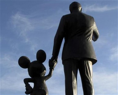 Statues of Walt Disney and Mickey Mouse are seen at Disneyland in Anaheim, California, March 11, 2011. REUTERS/Mike Blake Statues of Walt Disney and Mickey Mouse are seen at Disneyland in Anaheim, California, March 11, 2011. REUTERS/Mike Blake
