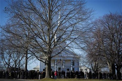 Mourners attend the funeral service of Sandy Hook Elementary School shooting, teacher victim Victoria Soto, outside Lordship Community Churc Mourners attend the funeral service of Sandy Hook Elementary School shooting, teacher victim Victoria Soto, outside Lordship Community Churc