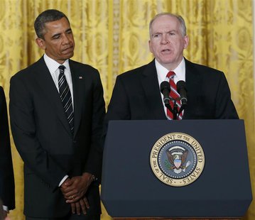 U.S. President Barack Obama (L) stands next to John Brennan, (R), during the announcement for his nominations for a new secretary of defense U.S. President Barack Obama (L) stands next to John Brennan, (R), during the announcement for his nominations for a new secretary of defense