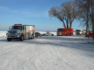 Emergency vehicles are seen at Bay Shore Park in New Franken as an ice rescue is being performed on Green Bay, Jan. 7, 2013. (courtesy of FOX 11). Emergency vehicles are seen at Bay Shore Park in New Franken as an ice rescue is being performed on Green Bay, Jan. 7, 2013. (courtesy of FOX 11).