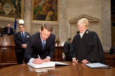 Leibham signs registry after being sworn in as President Pro Tempore Leibham signs registry after being sworn in as President Pro Tempore