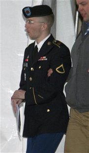 Army Pfc. Bradley Manning is escorted as he leaves the courthouse after his motion hearing in Fort Meade in Maryland January 8, 2013. Mannin Army Pfc. Bradley Manning is escorted as he leaves the courthouse after his motion hearing in Fort Meade in Maryland January 8, 2013. Mannin