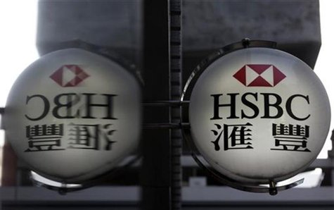 The HSBC's logo is seen at a bank branch in Hong Kong January 9, 2013. REUTERS/Tyrone Siu The HSBC's logo is seen at a bank branch in Hong Kong January 9, 2013. REUTERS/Tyrone Siu