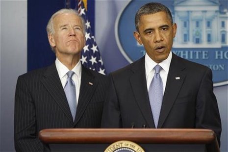 U.S. President Barack Obama delivers remarks next to Vice President Joe Biden (L) after the House of Representatives acted on legislation in U.S. President Barack Obama delivers remarks next to Vice President Joe Biden (L) after the House of Representatives acted on legislation in