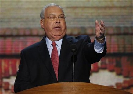 Boston Mayor Thomas Menino addresses delegates during the second session of the Democratic National Convention in Charlotte, North Carolina, Boston Mayor Thomas Menino addresses delegates during the second session of the Democratic National Convention in Charlotte, North Carolina,