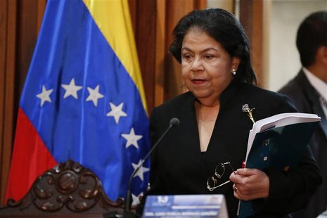 Luisa Estella Morales, President of the Venezuelan Supreme Court of Justice (TSJ), arrives at a news conference in Caracas January 9, 2013. Luisa Estella Morales, President of the Venezuelan Supreme Court of Justice (TSJ), arrives at a news conference in Caracas January 9, 2013.