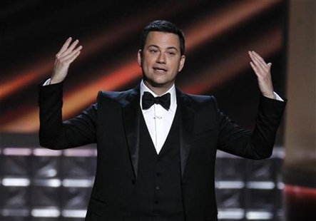 Host Jimmy Kimmel opens the show at the 64th Primetime Emmy Awards in Los Angeles, September 23, 2012. REUTERS/Lucy Nicholson Host Jimmy Kimmel opens the show at the 64th Primetime Emmy Awards in Los Angeles, September 23, 2012. REUTERS/Lucy Nicholson