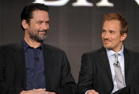 Cast members Billy Campbell, who plays Lincoln (L), and Jesse Johnson, who plays John Wilkes Booth, take part in a panel discussion of Natio Cast members Billy Campbell, who plays Lincoln (L), and Jesse Johnson, who plays John Wilkes Booth, take part in a panel discussion of Natio