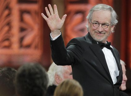Director Steven Speilberg stands as he is introduced at the TV Land cable channel taping of the AFI Life Achievement Award, honoring actress Director Steven Speilberg stands as he is introduced at the TV Land cable channel taping of the AFI Life Achievement Award, honoring actress