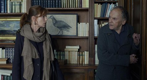 Actors Isabelle Huppert (L) and Jean-Louis Trintignant are shown in a scene from the Austrian film "Amour" in this publicity photo released Actors Isabelle Huppert (L) and Jean-Louis Trintignant are shown in a scene from the Austrian film "Amour" in this publicity photo released