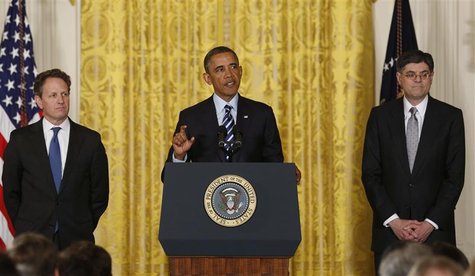 U.S. President Barack Obama announces that White House Chief of Staff Jack Lew (R) will be his nominee for U.S. Treasury Secretary, replacin U.S. President Barack Obama announces that White House Chief of Staff Jack Lew (R) will be his nominee for U.S. Treasury Secretary, replacin