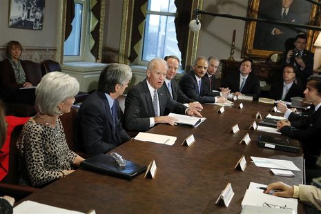 U.S. Vice President Joe Biden (3rd L) convenes a meeting with representatives from the video game industry, in a dialogue about gun violence U.S. Vice President Joe Biden (3rd L) convenes a meeting with representatives from the video game industry, in a dialogue about gun violence
