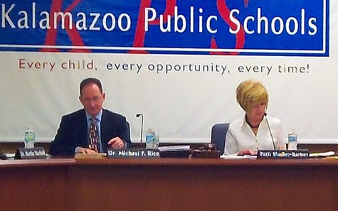 Superintendent Michael Rice and Board President Patti Sholler-Barber. Superintendent Michael Rice and Board President Patti Sholler-Barber.