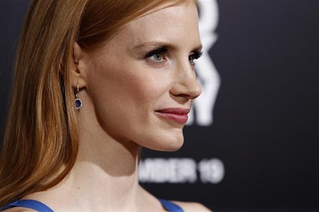 Cast member Jessica Chastain poses at the premiere of "Zero Dark Thirty" at the Dolby theatre in Hollywood, California December 10, 2012. RE Cast member Jessica Chastain poses at the premiere of "Zero Dark Thirty" at the Dolby theatre in Hollywood, California December 10, 2012. RE