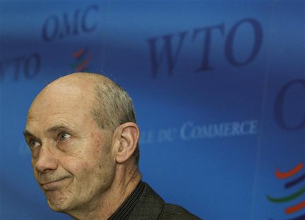 WTO Director-General Pascal Lamy looks on during a news conference at the World Trade Organization headquarters in Geneva April 7, 2011. REU WTO Director-General Pascal Lamy looks on during a news conference at the World Trade Organization headquarters in Geneva April 7, 2011. REU
