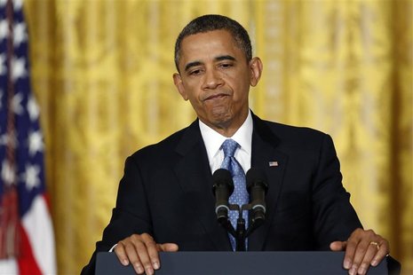 U.S. President Barack Obama pauses during remarks at a news conference at the White House in Washington, January 14, 2013. REUTERS/Jonathan U.S. President Barack Obama pauses during remarks at a news conference at the White House in Washington, January 14, 2013. REUTERS/Jonathan