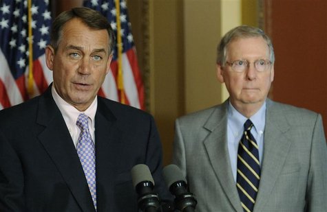 U.S. House Speaker John Boehner (R-OH) (L) and Senate Minority Leader Mitch McConnell (R-KY) (R) hold a news conference about the U.S. debt U.S. House Speaker John Boehner (R-OH) (L) and Senate Minority Leader Mitch McConnell (R-KY) (R) hold a news conference about the U.S. debt