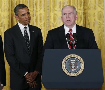 U.S. President Barack Obama (L) stands next to John Brennan, (R), during the announcement for his nominations for a new secretary of defense U.S. President Barack Obama (L) stands next to John Brennan, (R), during the announcement for his nominations for a new secretary of defense