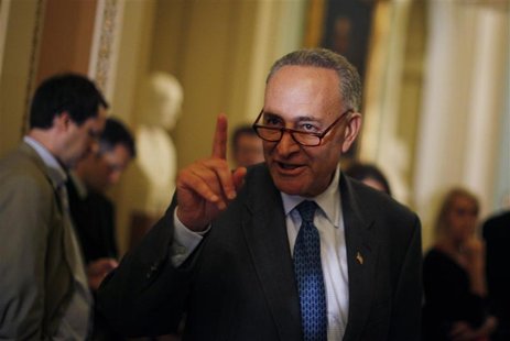 U.S. Senator Chuck Schumer (D-NY) is pictured outside the Senate Chamber during a break in debt reduction talks on Capitol Hill in Washingto U.S. Senator Chuck Schumer (D-NY) is pictured outside the Senate Chamber during a break in debt reduction talks on Capitol Hill in Washingto