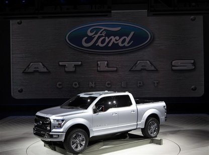 The Ford Atlas concept truck is displayed at the North American International Auto Show in Detroit, Michigan January 15, 2013. REUTERS/Rebec The Ford Atlas concept truck is displayed at the North American International Auto Show in Detroit, Michigan January 15, 2013. REUTERS/Rebec