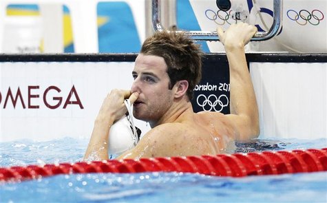 Australia's James Magnussen reacts after his men's 50m freestyle heat during the London 2012 Olympic Games at the Aquatics Centre August 2, Australia's James Magnussen reacts after his men's 50m freestyle heat during the London 2012 Olympic Games at the Aquatics Centre August 2,
