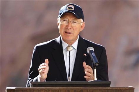 U.S. Interior Secretary Ken Salazar speaks before an experimental high flow release from the Glen Canyon Dam in Page, Arizona November 19, 2 U.S. Interior Secretary Ken Salazar speaks before an experimental high flow release from the Glen Canyon Dam in Page, Arizona November 19, 2