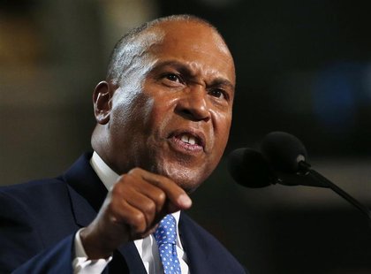 Massachusetts Governor Deval Patrick addresses the first session of the Democratic National Convention in Charlotte, North Carolina Septembe Massachusetts Governor Deval Patrick addresses the first session of the Democratic National Convention in Charlotte, North Carolina Septembe