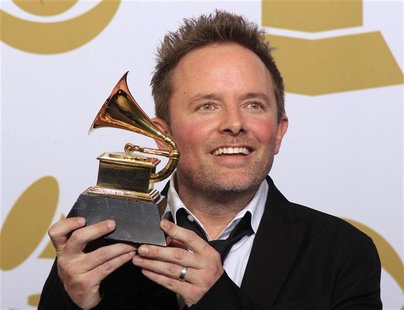 Chris Tomlin poses backstage after winning Best Contemporary Christian Music Album at the 54th annual Grammy Awards in Los Angeles, Californ Chris Tomlin poses backstage after winning Best Contemporary Christian Music Album at the 54th annual Grammy Awards in Los Angeles, Californ