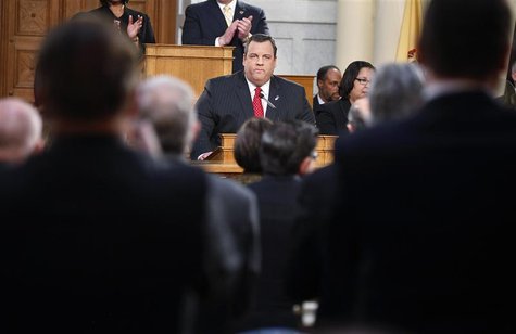 New Jersey Governor Chris Christie receives a standing ovation as he gives his State of the State address in the assembly chamber in Trenton New Jersey Governor Chris Christie receives a standing ovation as he gives his State of the State address in the assembly chamber in Trenton